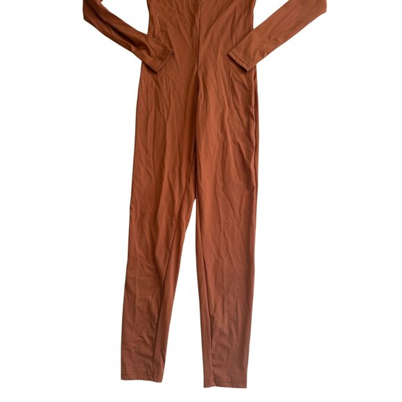 LA FOI Light Brown Tan One Piece Stretch Jumpsuit Size Medium - Picture 7 of 9